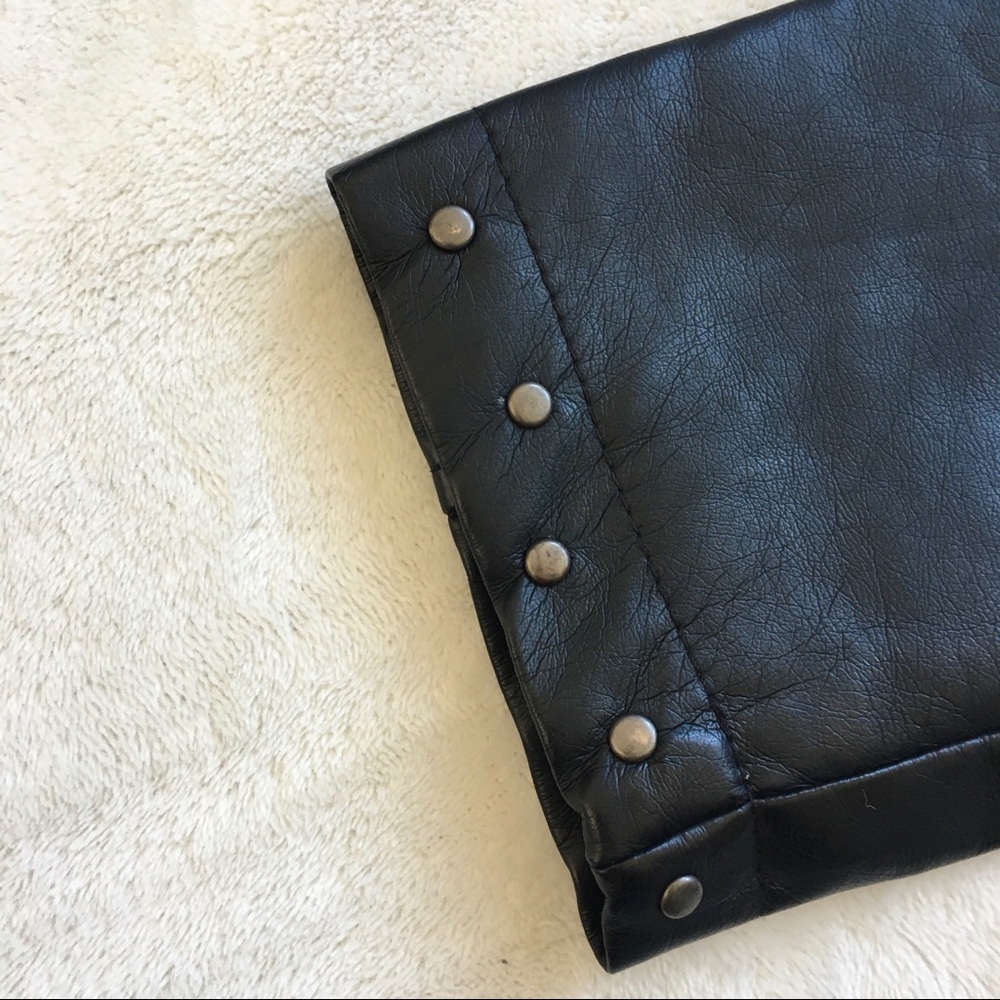 SOLD!! Black Studded Leather Jacket w/ Floral Embroidery - Picture 4 of 10
